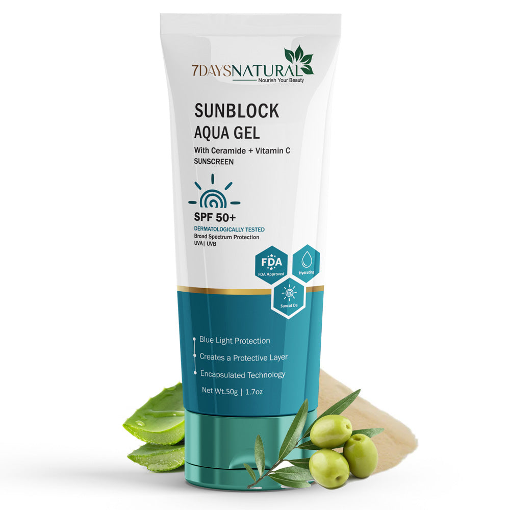 7 DAYS NATURAL Sunblock Aqua Gel Cream For Men & Women - 50GM image 0