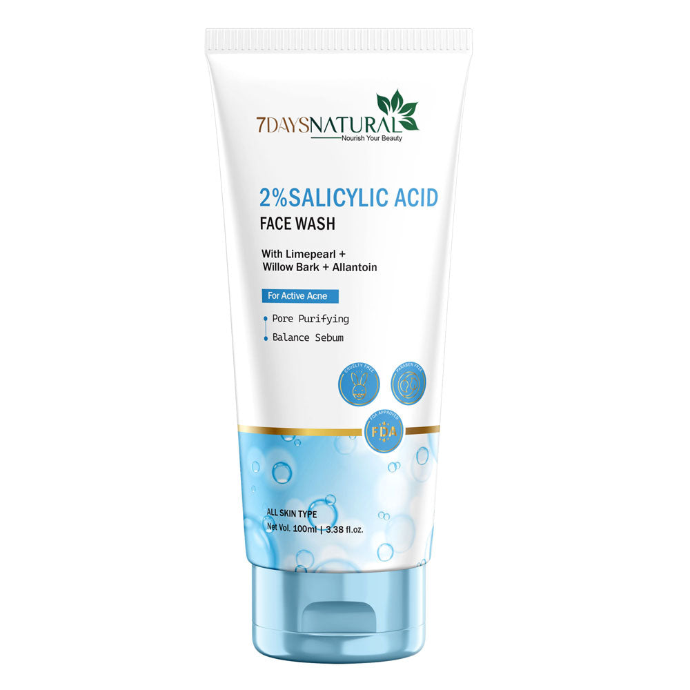 7DAYS NATURAL 2% Salicylic Face Wash For Women & Men For Active Acne - 100ML image 0