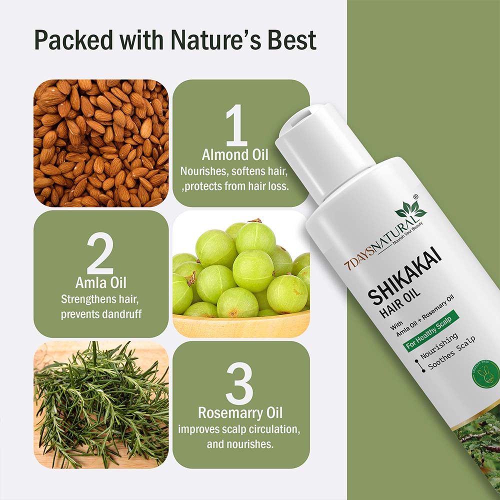 7Days Natural shikakai hair fall dandruff control & new hair growth Hair Oil (100 ml) image 2