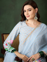 Blue Pichwai Print Kurta Palazzo With Dupatta - Elganza