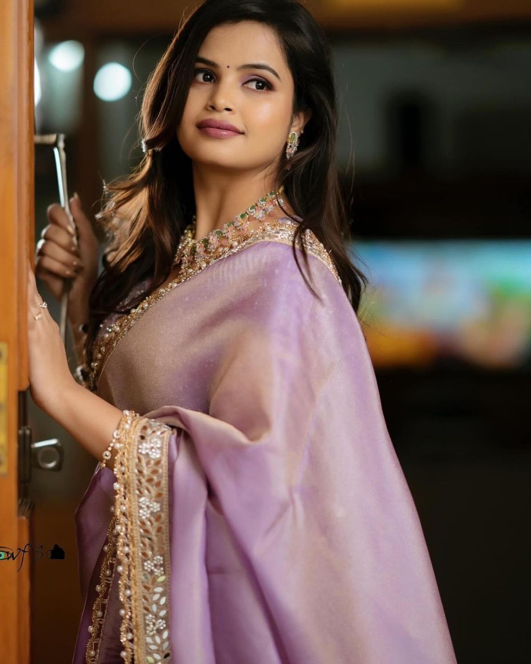 Designer Silver Tissue Silk Saree with Mirror & Embroidery Work