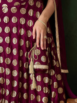 Purple Gold Foil Print Lehenga Choli With Duptta - Elganza