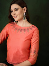 Green & Peach Block Print Lehenga Choli - Elganza