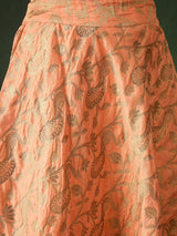 Peach Jacquard Lehenga Choli With Dupatta - Elganza