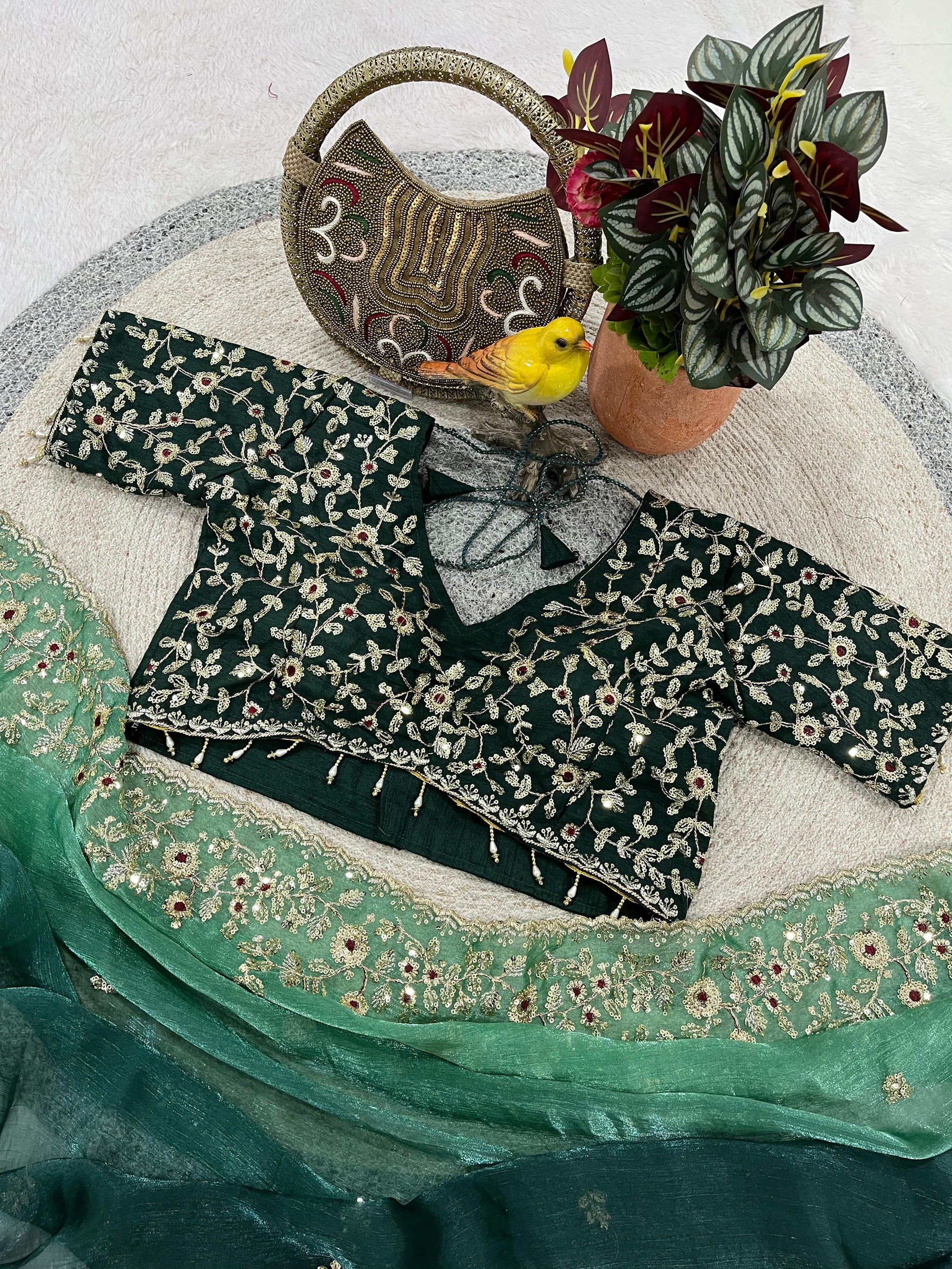 Evergreen Designer Fandy Chiffon Silk Saree with Sequins, Zari Embroidery & Cutwork Border