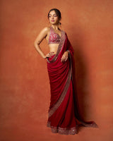 Beautiful Designer Bollywood Saree in Satin Silk