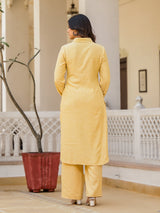 Yellow Pathani Kurta Palazzo Set - Elganza