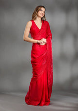 Designer Bollywood Satin Silk Saree with Diamond & Embroidery Work