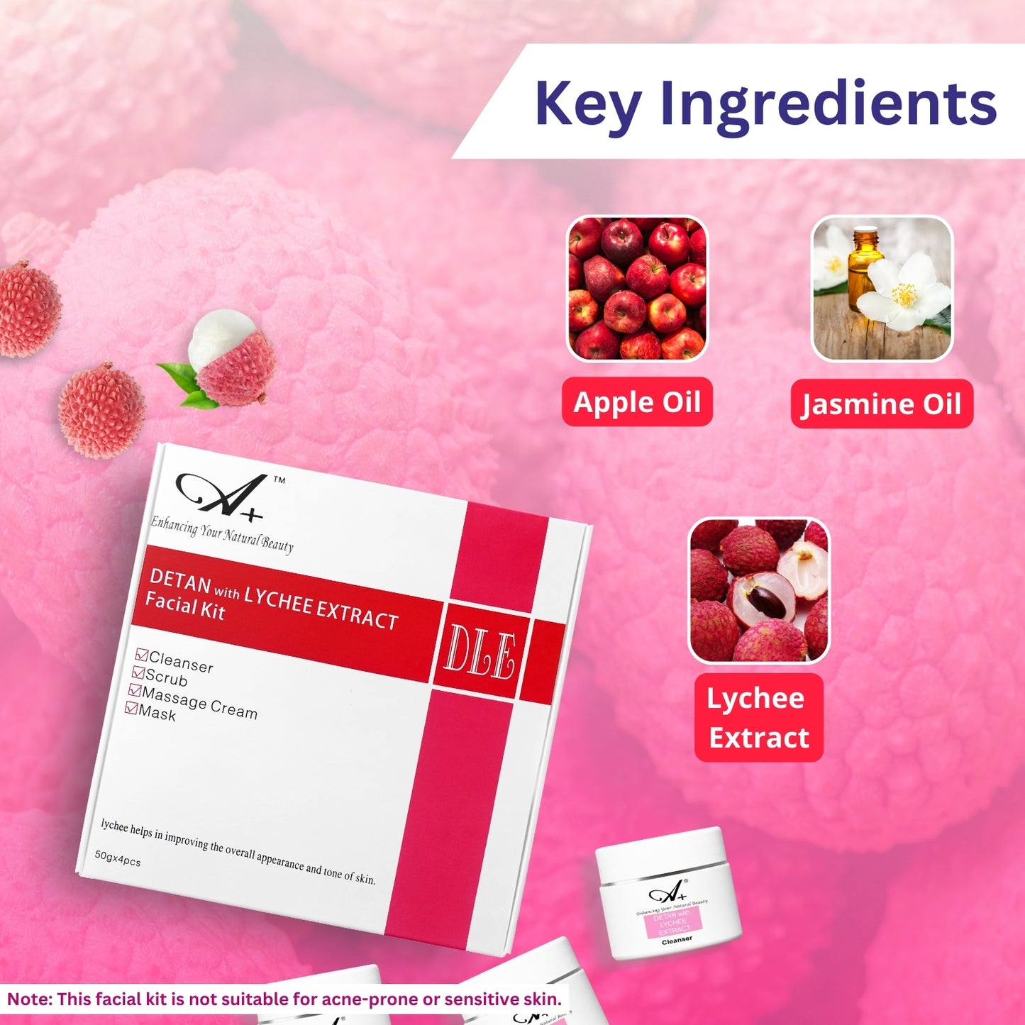 A+ Detan with Lychee Extract Facial Kit image 2