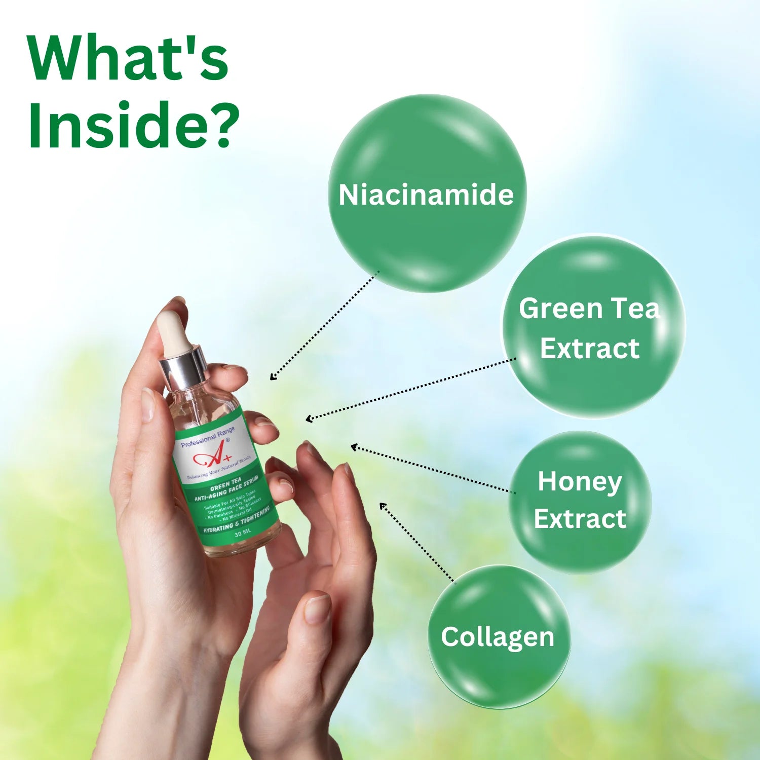 Green Tea Anti-Ageing Face Serum for Women – 30 ml image 2