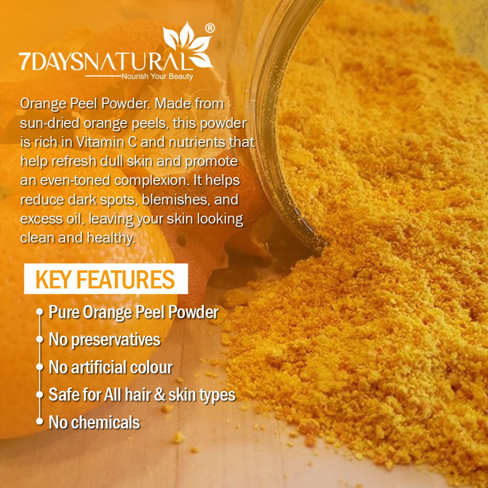 7Days Natural Orange Peel Face Powder Face Pack for Remove Scars, Marks, Dark Spots, Pimples (200 g) image 7