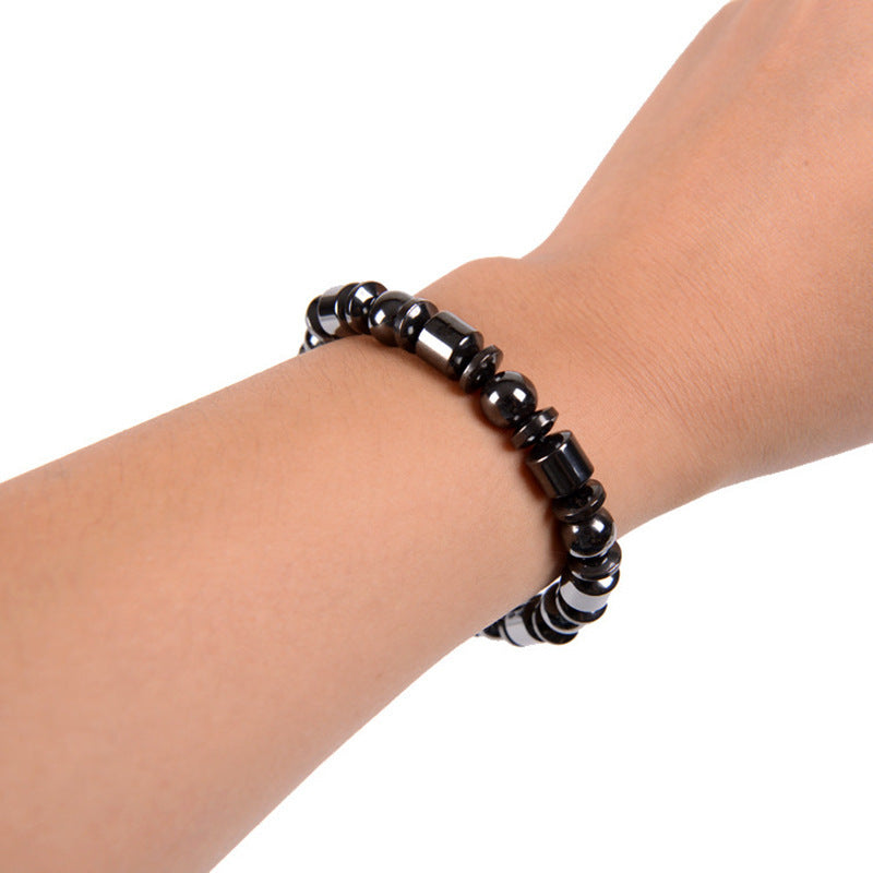 Magnetic Therapy Bracelet for Weight Loss & Wellness – Pentagram Stone Magnetite & Hematite Stretch Bracelet for Women & Men - Elganza