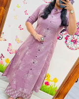 Digital Print A-Line Kurti Co-ord Set with Ankle-Length Pants