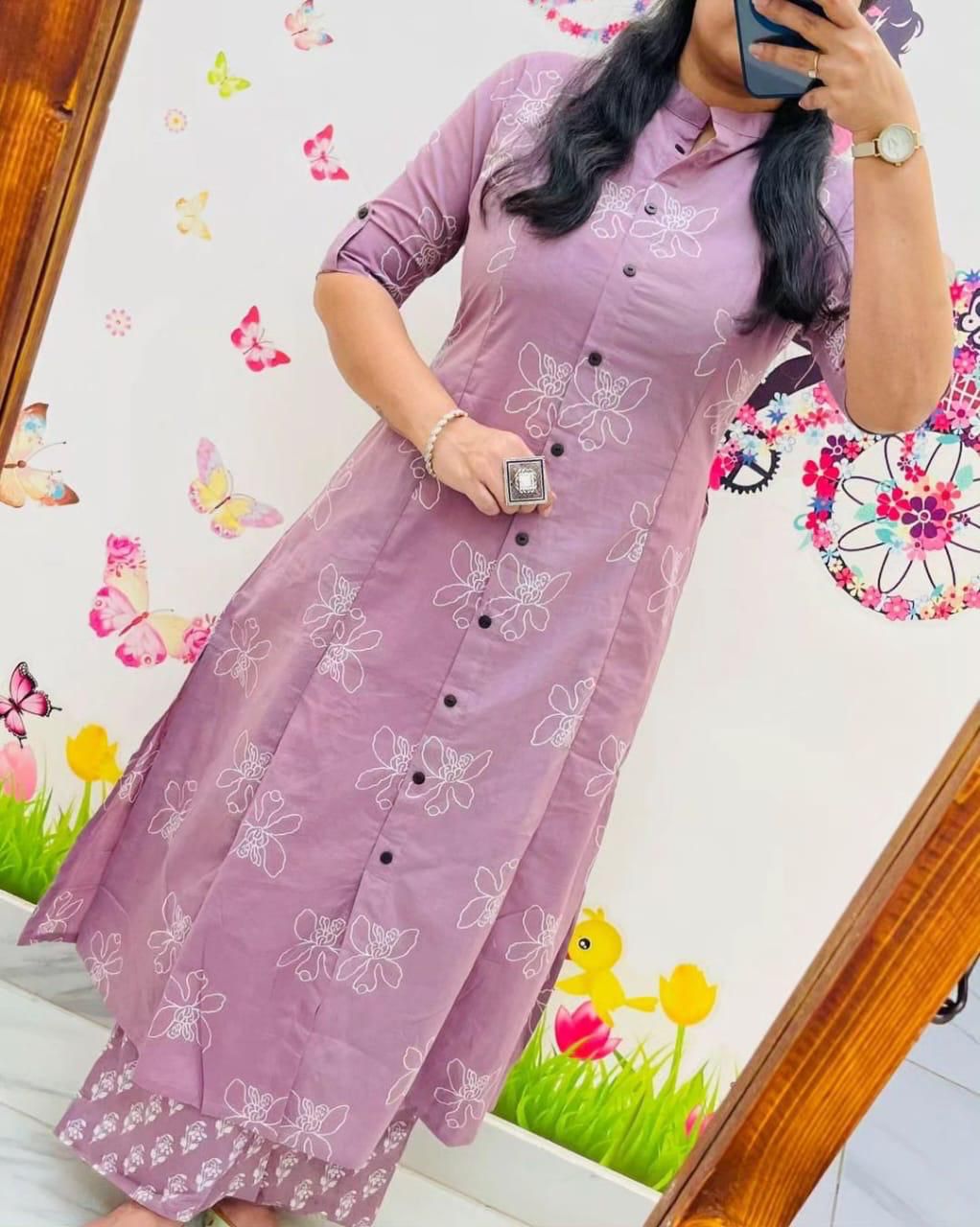 Digital Print A-Line Kurti Co-ord Set with Ankle-Length Pants