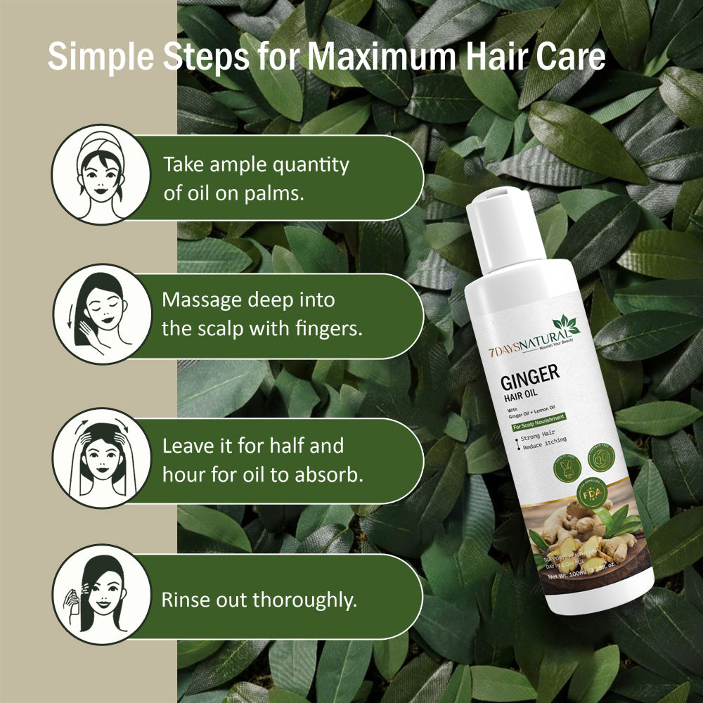 7Days Ginger Hair Oil with Sunflower oil, Sesame Seed oil, Castor Oil & Ginger Oil - 100ml (100 ML) image 3