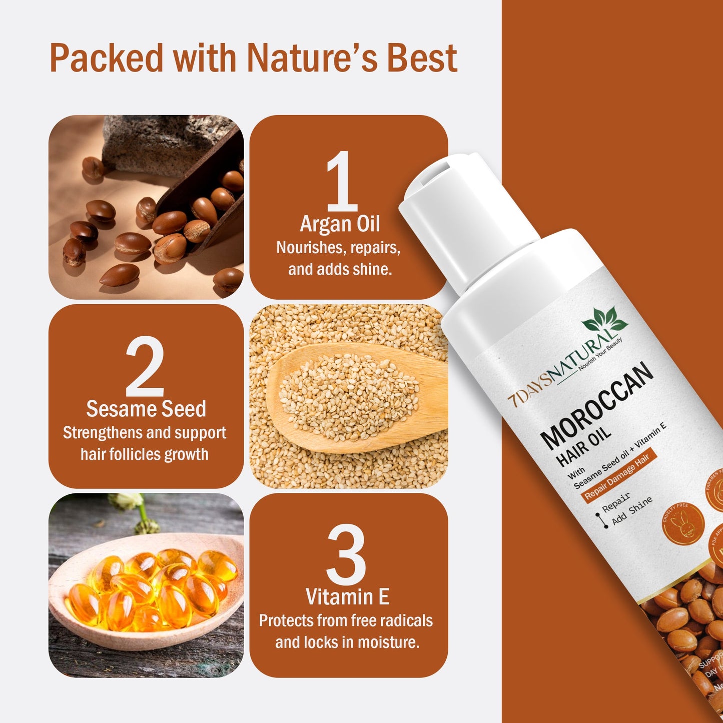 7Days Natural Moroccan Argan Hair Oil 100 ml | 7Days Natural image 2