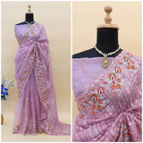 Heavy Organza Silk Designer Saree with Sequence Embroidery