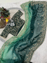 Evergreen Designer Fandy Chiffon Silk Saree with Sequins, Zari Embroidery & Cutwork Border