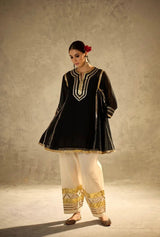 Women Designer 2 Piece Chanderi Suit Set with Lampi Lace Work