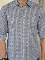 Grey Geometric print Shirt - Elganza
