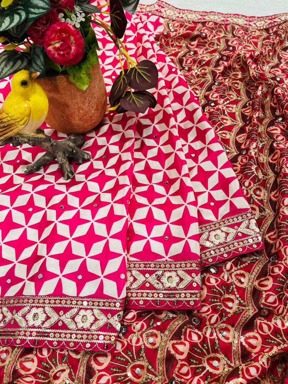 Premium Classic Designer Soft Chinon Silk Saree