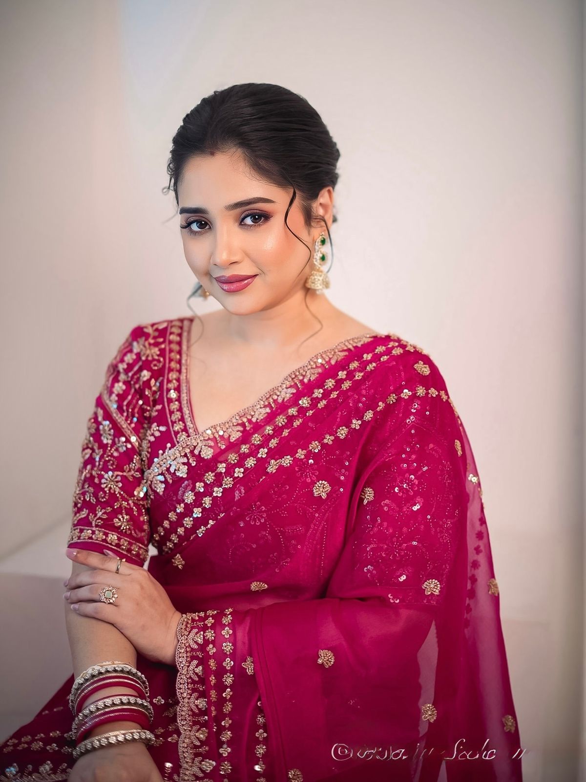 Designer Fandy Satin Silk Saree with 3mm Sequin Embroidery and Cutwork Border