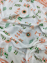 Republic Day Special Pure Cotton Tricolour Printed Saree with Embroidery