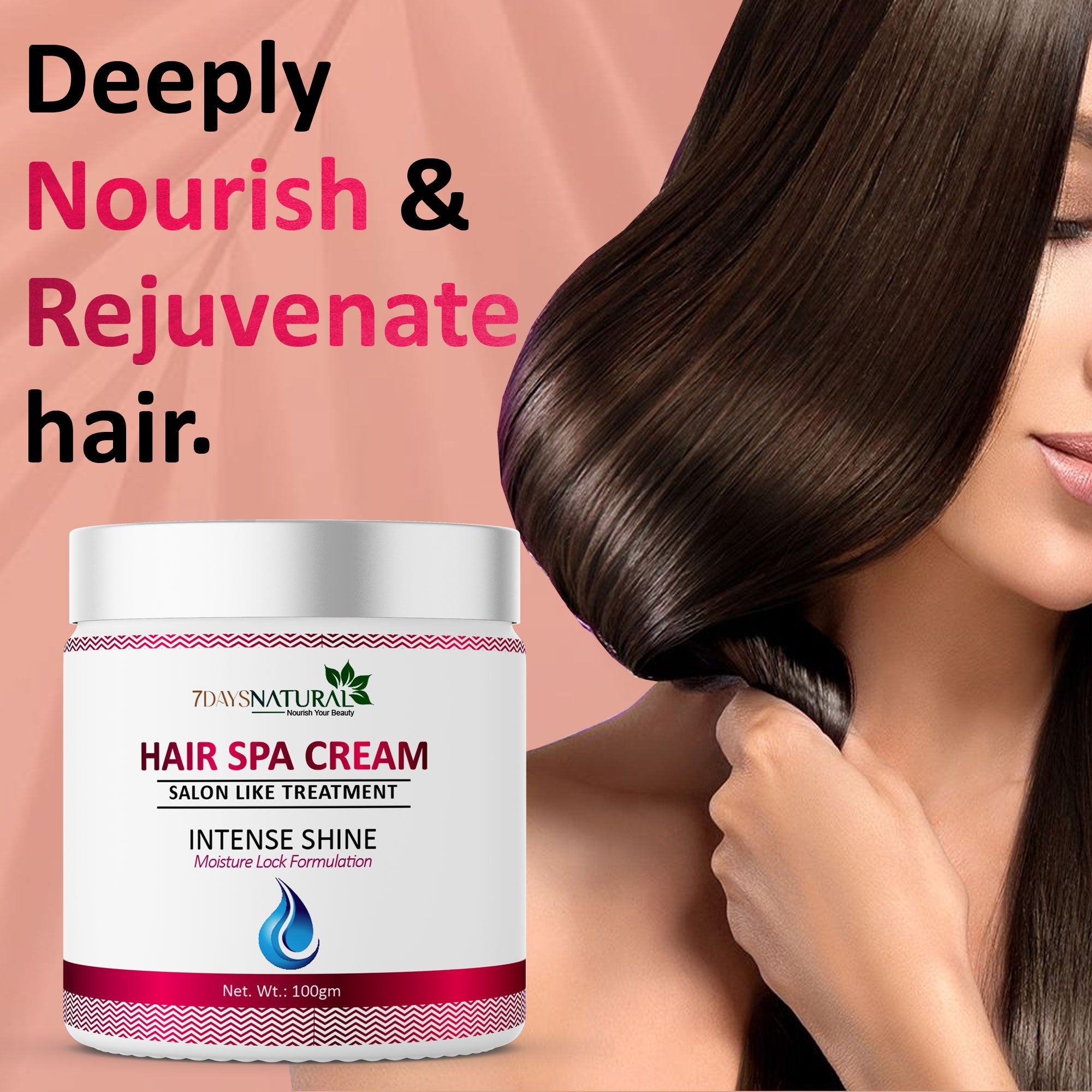 7 Days Natural hair spa cream for straightened hair dry and frizzy hair-100m image 2