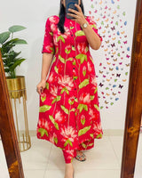 Digital Print A-Line Kurti Co-ord Set with Ankle-Length Pants