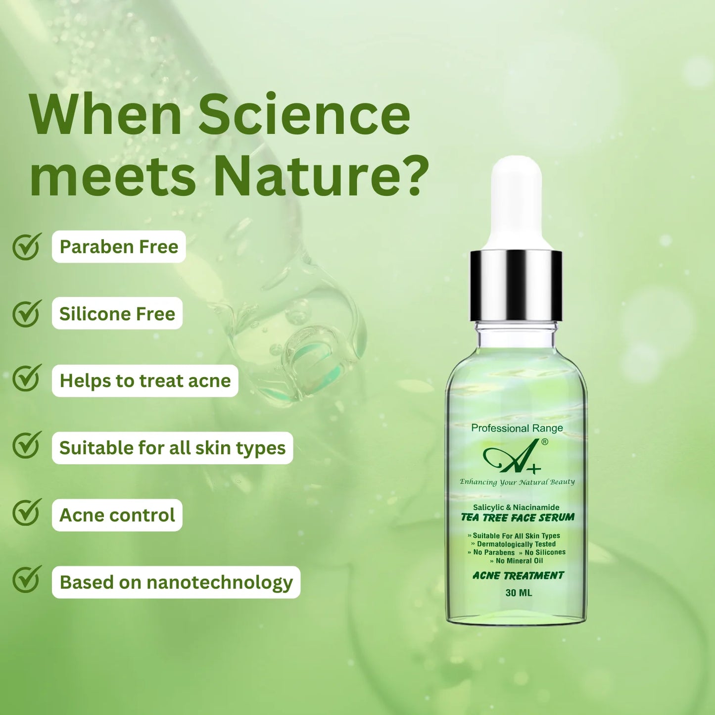 A+ Tea Tree Serum with 0.2% Salicylic Acid for Oily Skin – 30 ml image 3