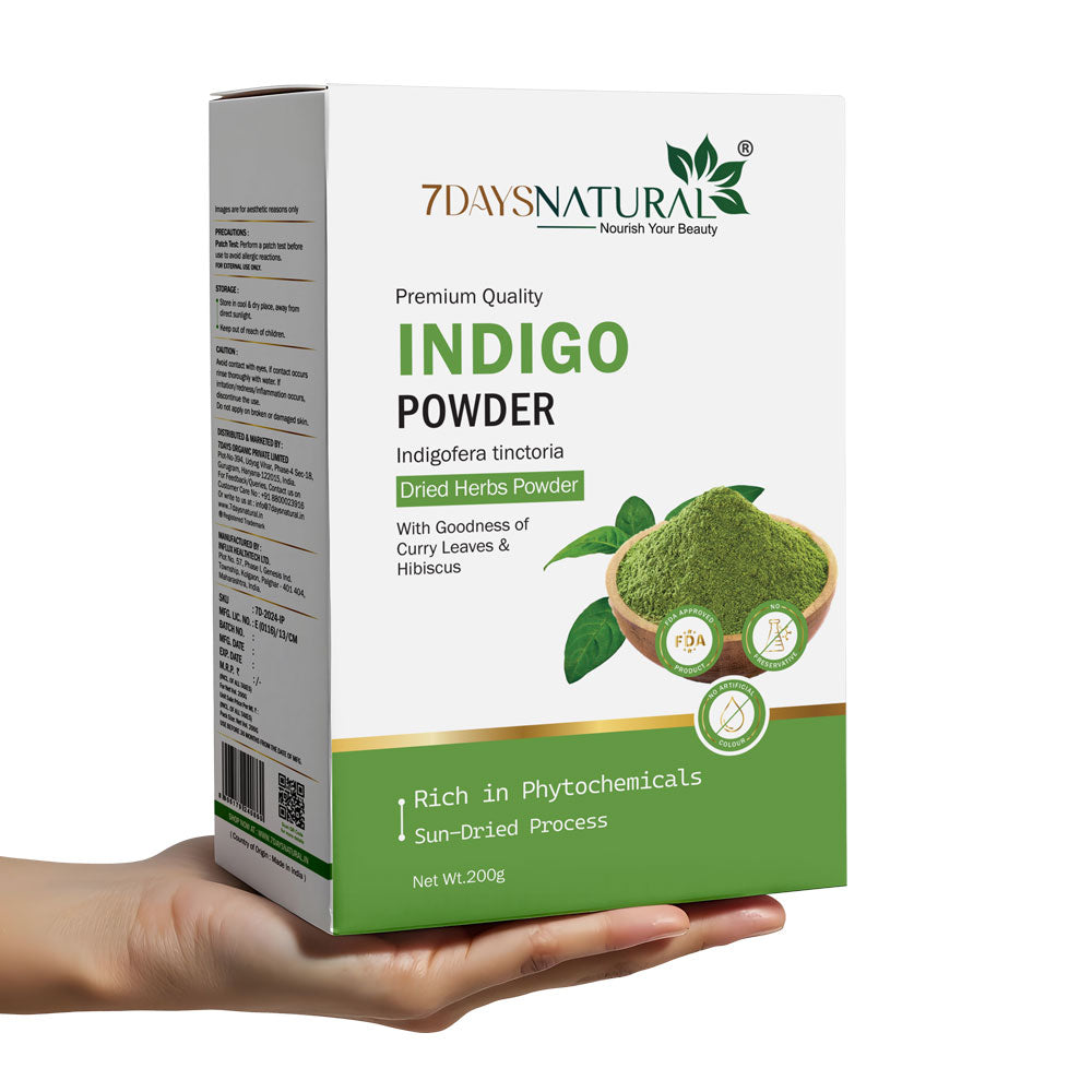 7Days Natural Indigo Powder for Natural Hair Coloring | Protects hair-200gm image 4