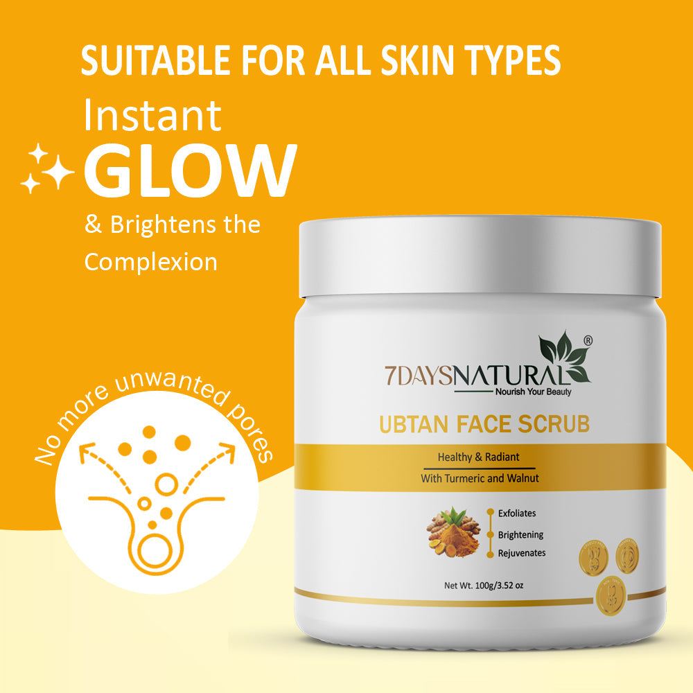 7Days Natural Ubtan Face Scrub For Face with Turmeric – 100g Scrub image 6