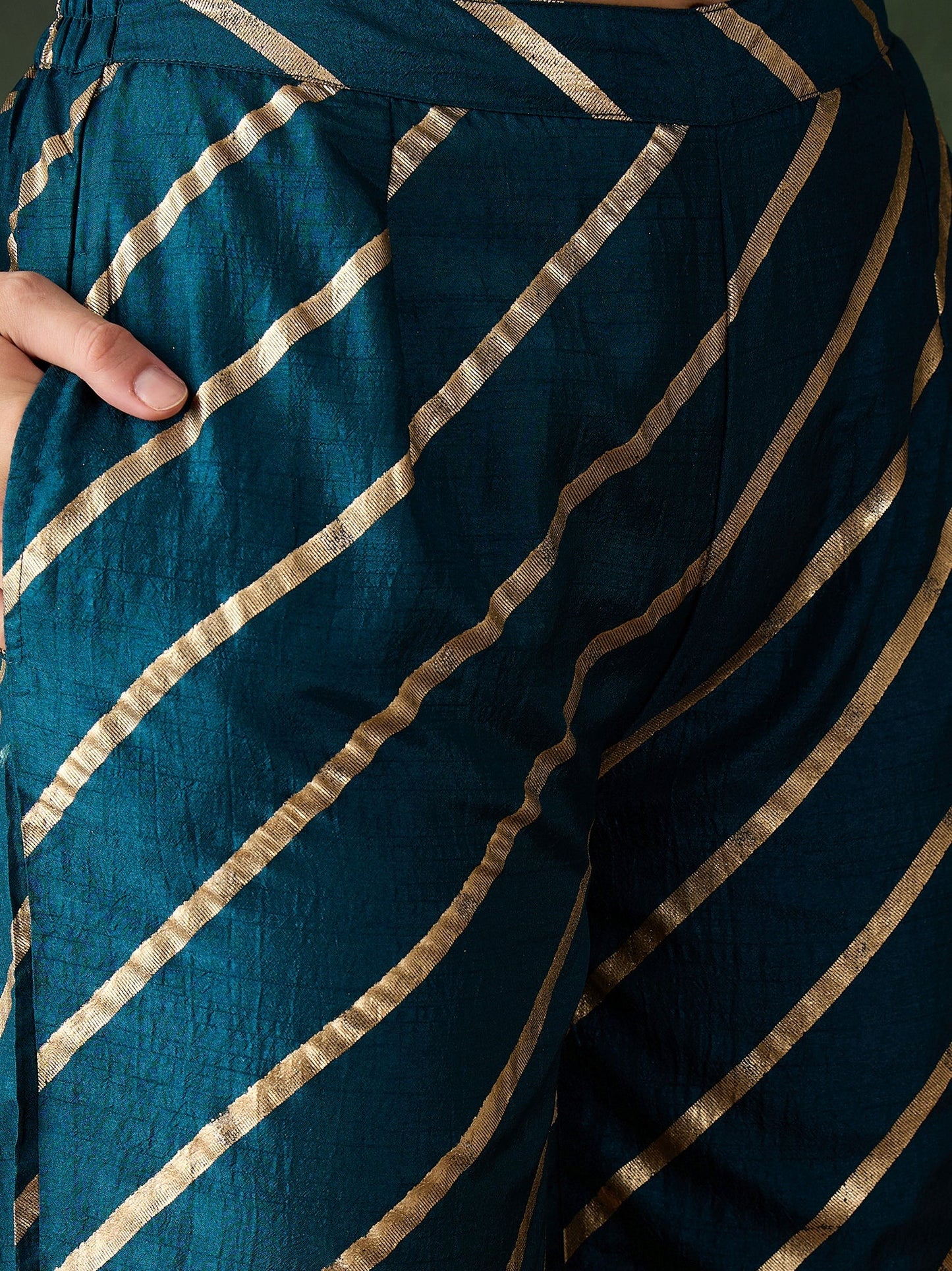 Blue Gold Printed Kurta Palazzo With Dupatta - Elganza