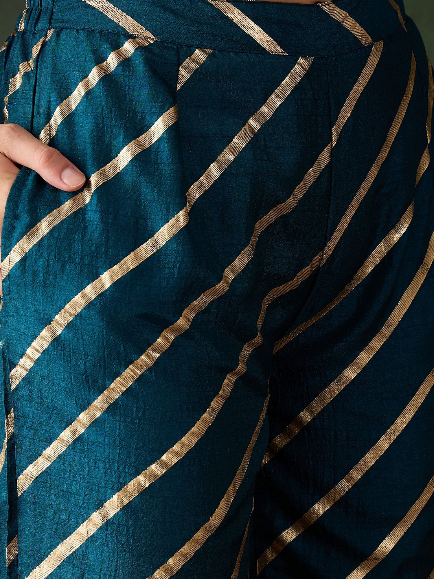 Blue Gold Printed Kurta Palazzo With Dupatta - Elganza