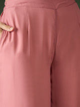 Pink Embroidered Nyra-Cut Kurta Palazzo With Dupatta - Elganza