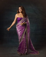 Beautiful Designer Mocha Silk Embroidered Saree with Sequins Work
