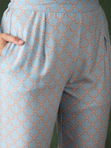 Blue Pichwai Print Kurta Palazzo With Dupatta - Elganza