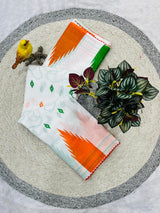 Republic Day Special Pure Cotton Tricolour Printed Saree with Embroidery