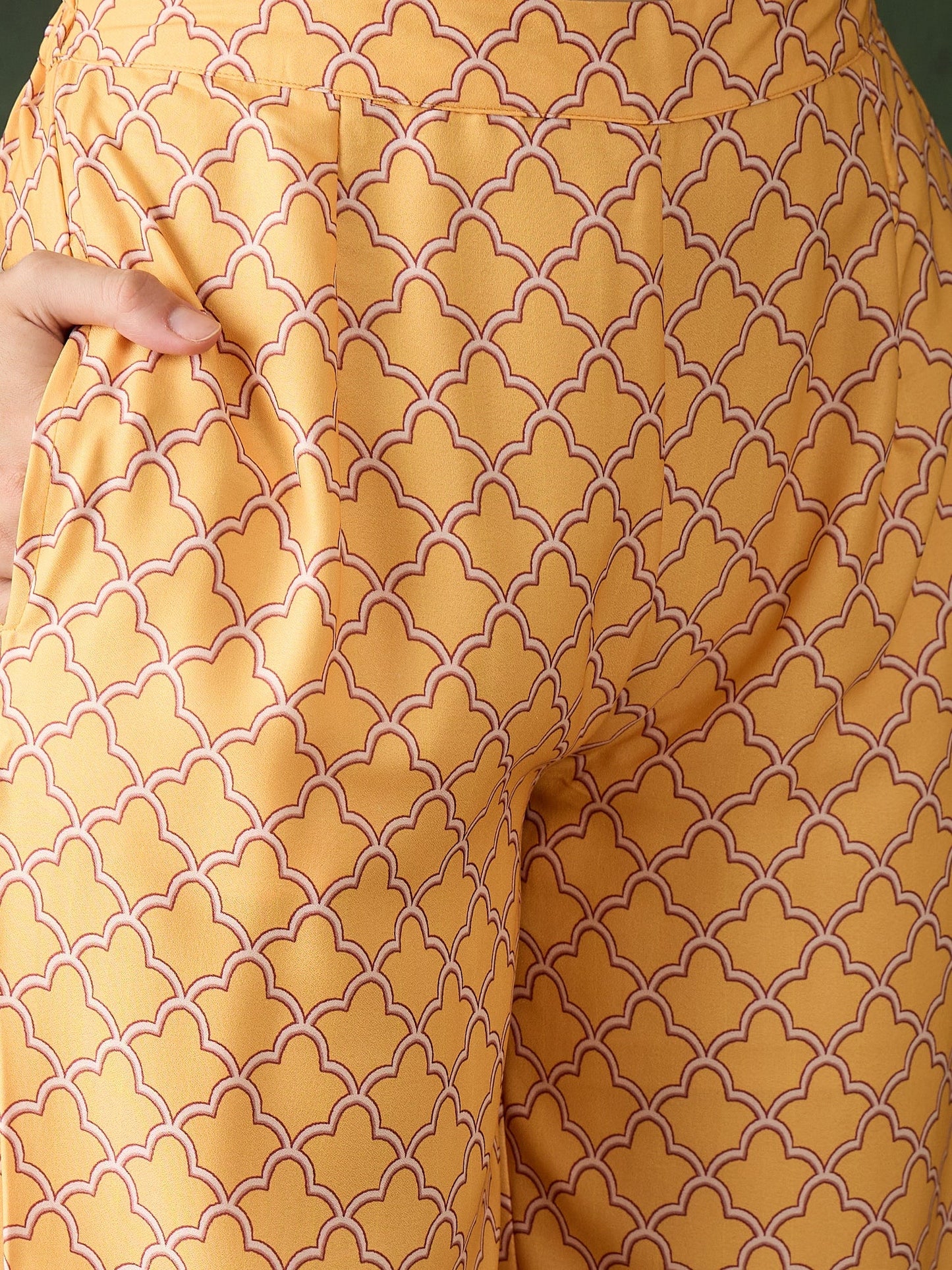 Yellow Pichwai Print Kurta Palazzo With Dupatta - Elganza