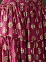 Magenta Foil Print Lehenga Choli With Dupatta - Elganza
