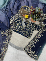 Evergreen Designer Fandy Chiffon Silk Saree with Sequins, Zari Embroidery & Cutwork Border