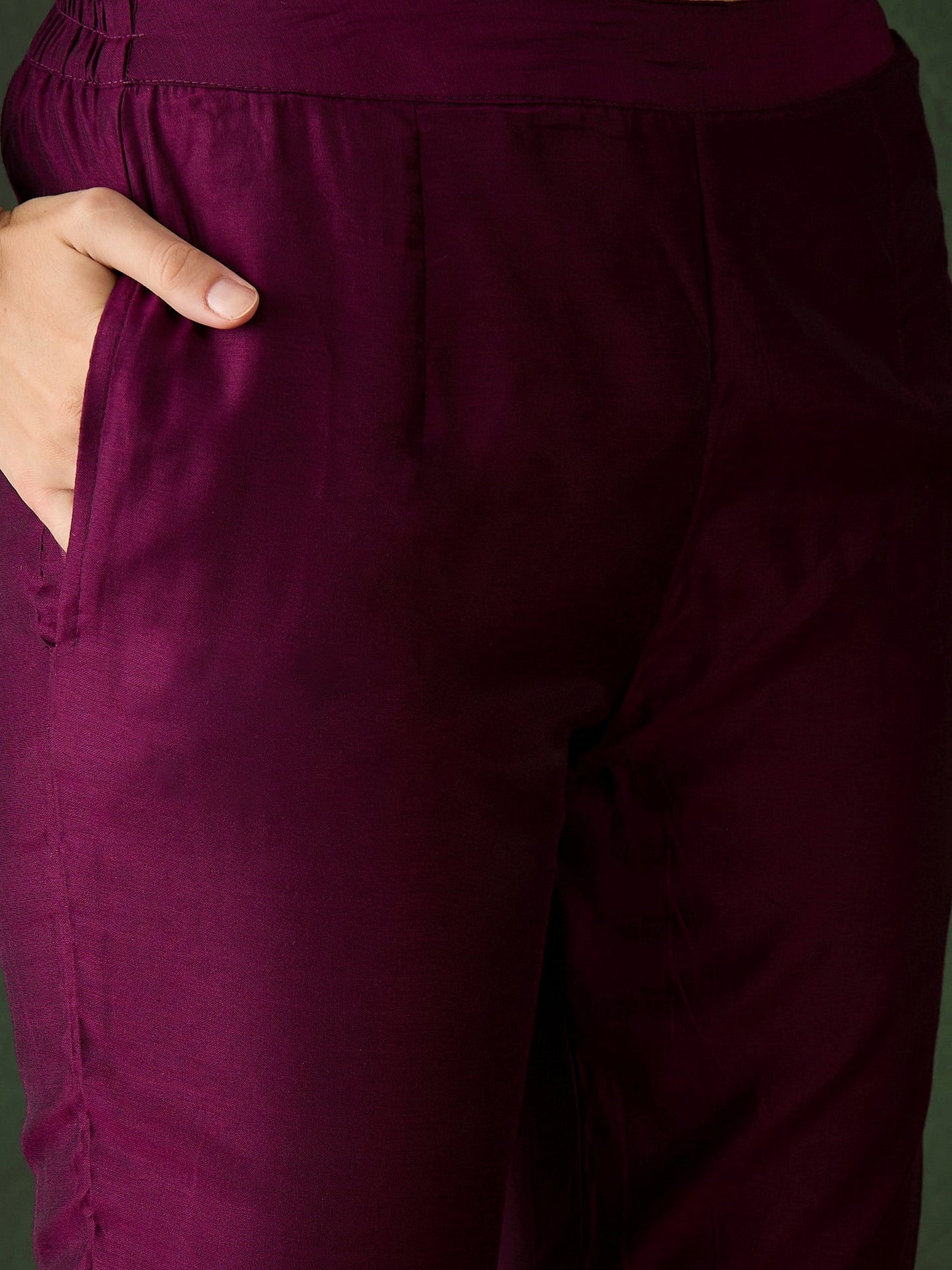 Purple Gold Print Kurta Pant With Dupatta - Elganza