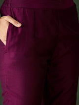 Purple Gold Print Kurta Pant With Dupatta - Elganza