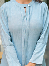 Powder Blue Solid Kurta with Palazzo - Elganza