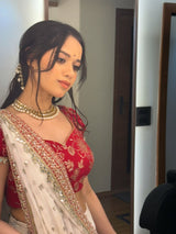 Designer Faux Georgette Saree with 5mm Sequin & Mirror Embroidery and Diamond Silk Blouse