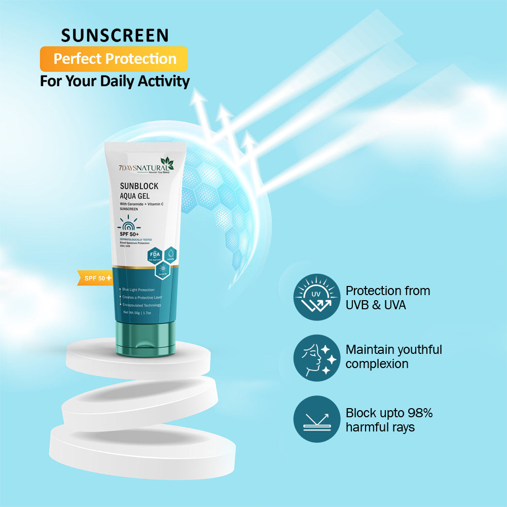 7 DAYS NATURAL Sunblock Aqua Gel Cream For Men & Women - 50GM image 11
