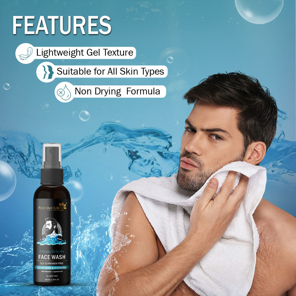 7Days Natural Ocean Refresh Face Wash Refreshing & Hydrating | SLS & Paraben Free | 100 ml image 6