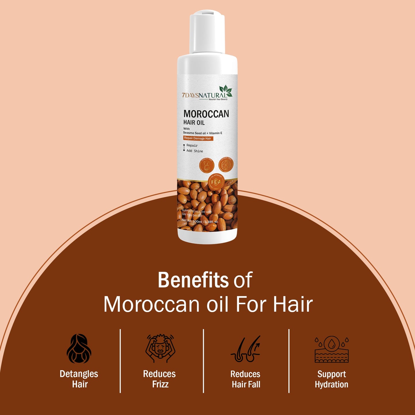 7Days Natural Moroccan Argan Hair Oil 100 ml | 7Days Natural image 1