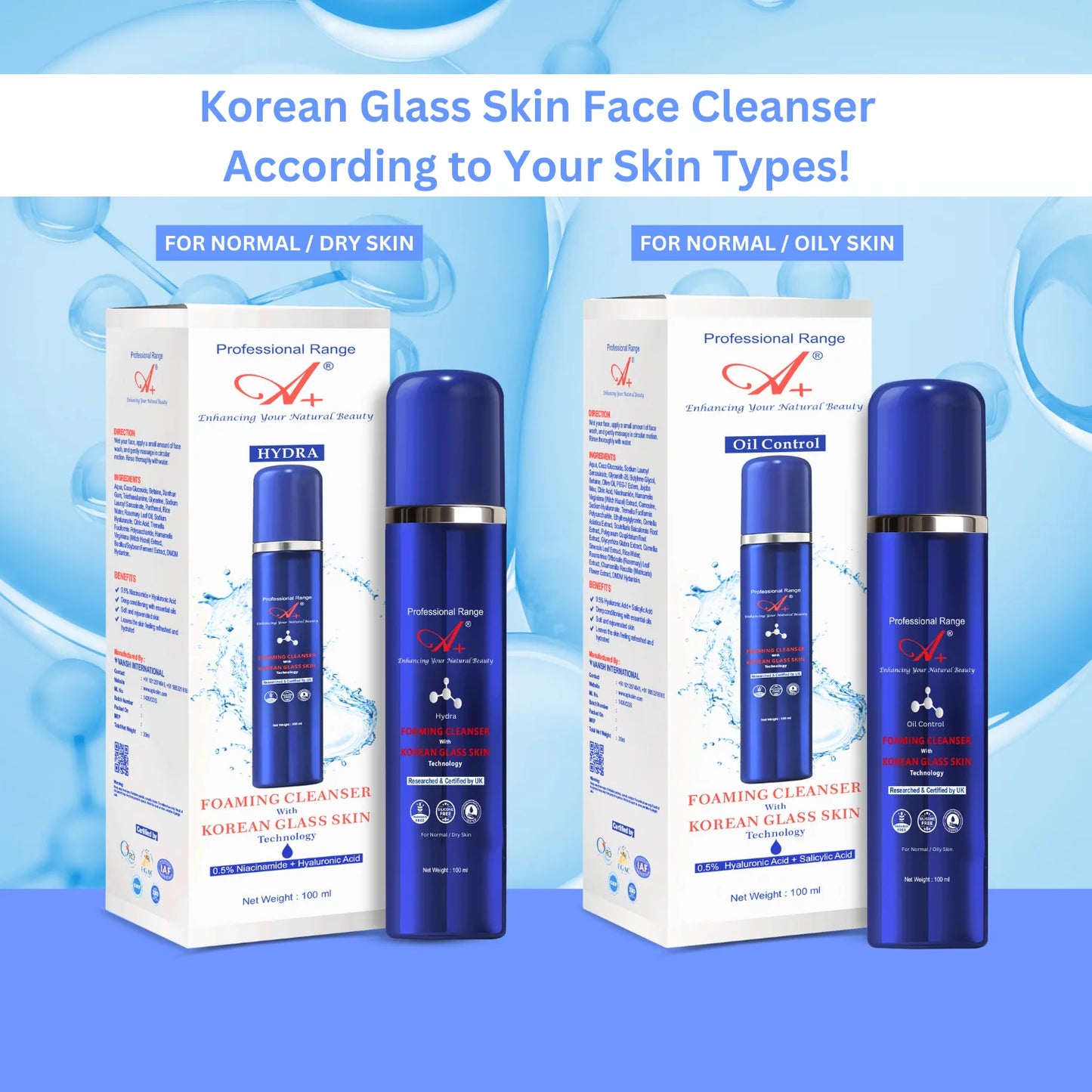 A+ Hydra Foaming Cleanser With Korean Glass Skin Technology (Normal/Dry Skin) – 100 ml image 5