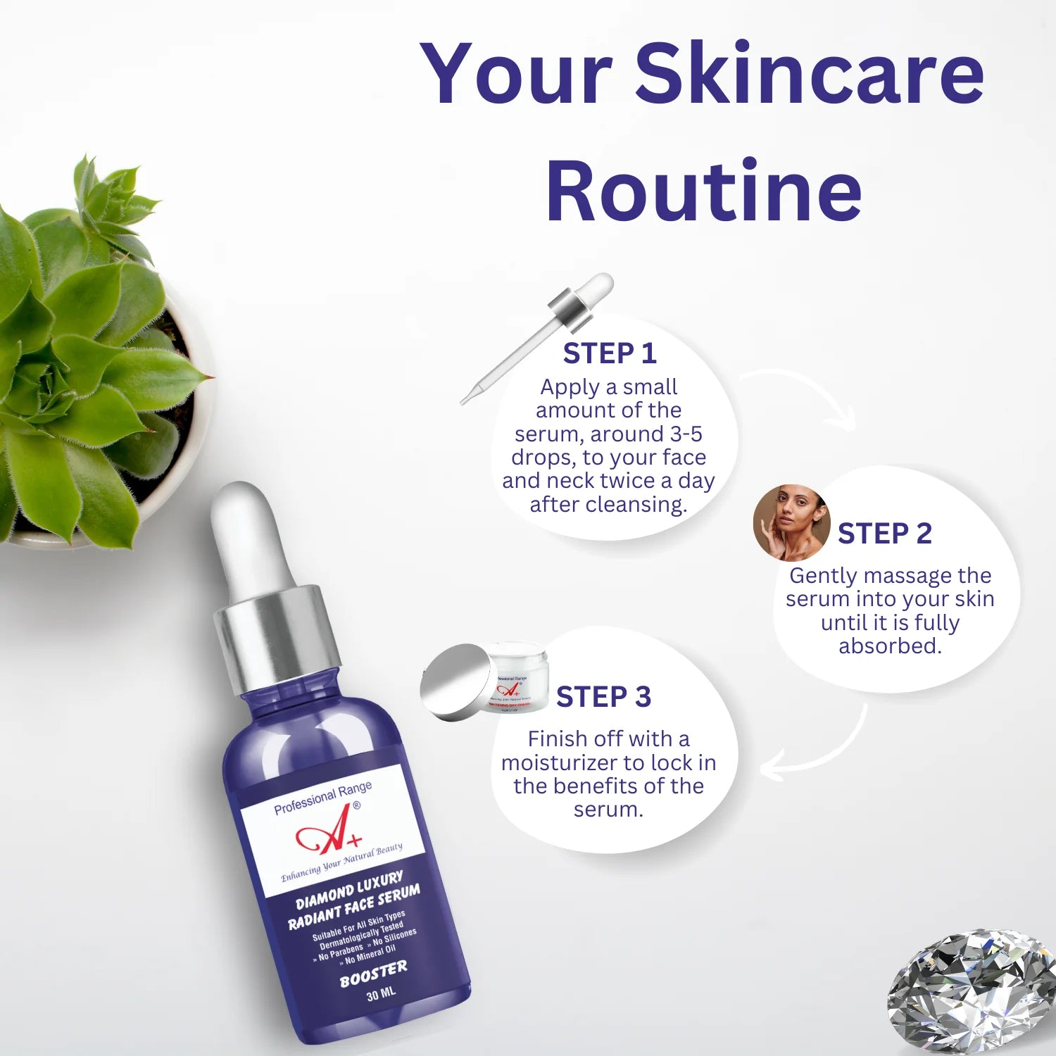 A+ Diamond Luxury Radiant Face Serum (30 ml) image 4